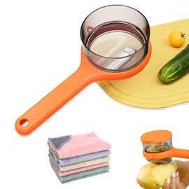 Peeling Knife with Storage Box, Vegetable Fruit Peeler Container, 2025 New Vegetable Peelers for Kitchen, Double-Sided Stainless Steel Multi-Function Peeler (Orange)