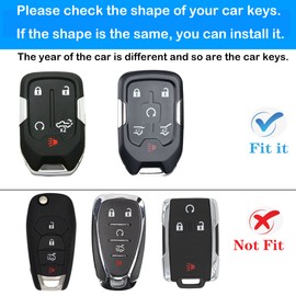 Yonmcfn for GMC Key fob Cover with Keychain/Keyring,Soft TPU 5/6 Buttons Key Shell,fit for Chevy Suburban Tahoe Yukon Remote car Key(White)