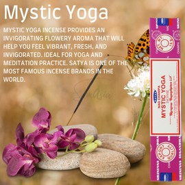Satya Nag Champa Mystic Yoga Incense Sticks | x12 pack | with SAMASIA incense sticks holder | Used for Myomatherapy, Spa, Yoga, Weddings, Meditation, Healing, Positivity and Relaxation