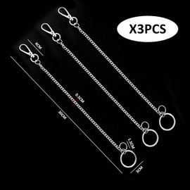 TIMJJG Pack of 3 Key Chains Punk Style Silver 30 cm Unisex, silver