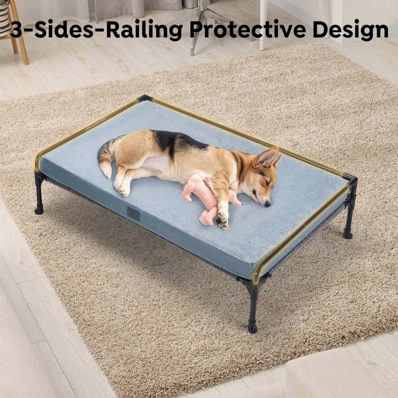 Veehoo Elevated Raised Dog Bed+Removable Dog Bed Mat-Cooling Outdoor Medium