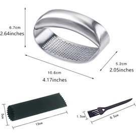 Knoblauchpresse, ergonomisch, arbeitssparend, 304 Edelstahl in Lebensmittelqualität, inkl. Silikon-Schäler und Reinigungsbürste, für Zuhause, Küche, Gadget (Größe A, Silber)