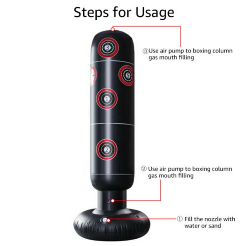 160cm Inflatable Punching Bag Boxing Post Sandbag Kids Training Exercising