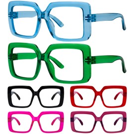 Eyekepper Huge Metalless Reading Glasses with Screwless Spring Hinges 6 Pack Oversized Readers for Women +2.50