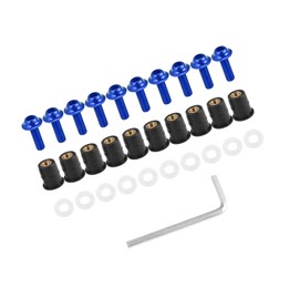Partuto 10pcs M5 Motorcycle Windscreen Screw Fairing Windscreen Bolt Blue Replacement
