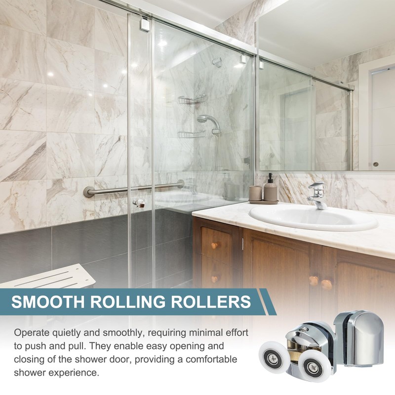 uxcell 23 mm Shower Door Rollers, Double Shower Door Runners