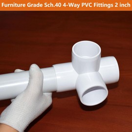 letsFix 2" PVC Fittings 4 Way (4-Pack), PVC Pipe Connector PVC Elbow, Furniture Grade for Heavy Duty DIY PVC Structure & Frames -Fits 2" Sch. 40 PVC Pipes