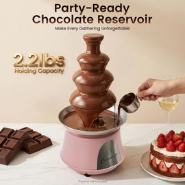 4 Tier Commercial Chocolate Fountain, 120V 180W 2.2LB Capacity, Stainless Steel Tower Chocolates Waterfall Layer, Electric Chocolate Fondue Fountain Machine with Cleaning Brush for Wedding Partie