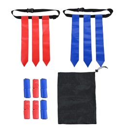MUXSAM Flag Football Set, 8 Players Adjustable Belts with 24 Flags, Storage Bag for Youth Adults Capture Flag Training, Red & Blue