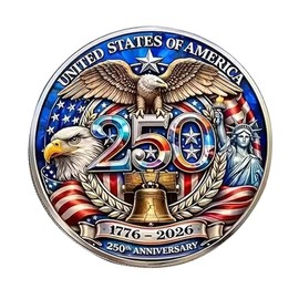 U.S. Army 250th Anniversary Commemorative Gold-Plated Challenge Coin, Double-Sided High Relief Military Collectible for Veterans, 1776-2026 (Type A)