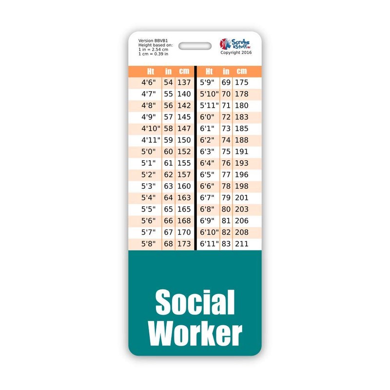 Social Worker Badge Buddy Vertical w/Height & Weight Conversion Charts