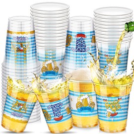 Kochorie 16 oz Plastic Oktoberfest Cups 60 Pcs Oktoberfest Party Supplies Clear Cups Plastic Drinking Cup German Beer Festival Cups Beverage Drinking Cups for Oktoberfest Party Favors Home Supplies