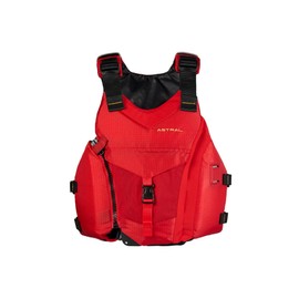 Astral Layla Women's PFD, USCG Type III, Organic Kapok, Custom Female Fit, Side Zip, Large Front Pocket, Tour/SUP/Whitewater PFD, Lightweight, Lava Red, XS
