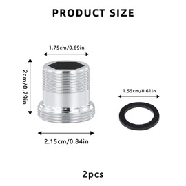 Pack of 2 Tap Adapters M18 to M22, Adapter Tap Double Thread Adapter, Adapter Tap Garden Hose, for Sink Tap for Connecting a Garden Hose, with Rubber Seal