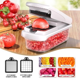13-in-1 Vegetable Chopper Set, 30.5 cm Stainless Steel Blades, Multipurpose ABS Salad Slicer with Filter