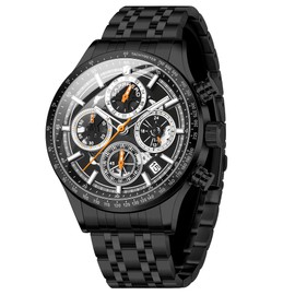 SAPPHERO Mens WristWatches Premium Chronograph Watches for Men Precision Quartz Movement 50M Waterproof Stainless Steel Case Luxury Design for Business and Sports, Black-2
