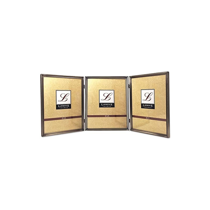 Lawrence Frames Bead Border Design, 8 x 10 Triple, Pewter
