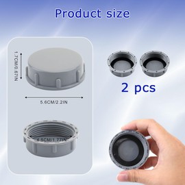 2 Pcs 45mm Kitchen Sink Waste Pipe Blanking Cap, Female Thread, for Washing Machine, Plumbing Fittings, Trap Blanking Cap, Washer Stop Ends, Sealing Joints & Pipe Ends (Grey)