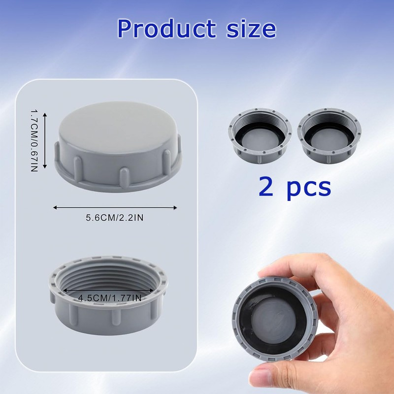 2 Pcs 45mm Kitchen Sink Waste Pipe Blanking Cap, Female