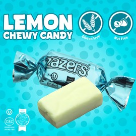 Zazers Baby Blue Chewy Foil Candy - 1 Pound - Lemon Flavor - Individually Wrapped, Perfect for Color Themed Party Decor & Gender Reveals, Great for Office, Reception, Buffet, Kosher, Gluten-Free, Nut-Free,