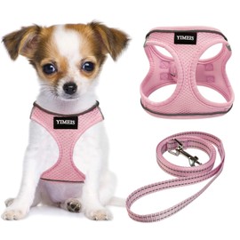 YIMEIS Dog Harness and Leash Set, No Pull Soft Mesh Pet Harness, Reflective Adjustable Puppy Vest for Small Medium Large Dogs, Cats (Pink, X-Small (Pack of 1) | YIMEIS