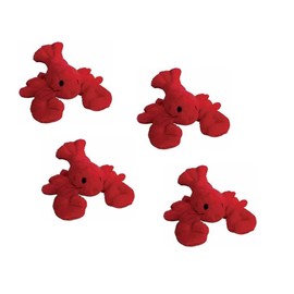PUREPET Claw-Some Lobster 7 inch Soft Plush Red Dog Toys with Squeakers Choose Quantity (4 Toy Lobster)