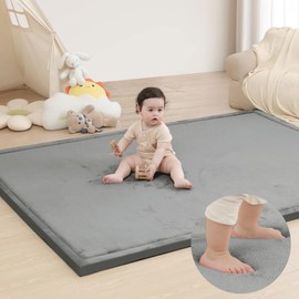 Extra Large 79"x118" Baby Activity Play Mat for Floor, 1.3" Thick Elasti Foam for Tummy Time & Crawling, Non-Slip Nursery Rug for Infants, Toddlers & Kids, Tatami Style Mat for Yoga, Living Room, Classroom & Playroom (Dark Gray)