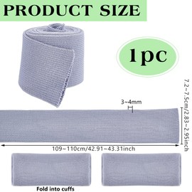 BENECREAT Light Grey Knit Cuff Ribbing, 43x2.9 Inch Ribbing Cuff Sleeve Tubular Rib Cuffing Replacement for Waistband Leg Arms Wear Padded Jacket Sportswear