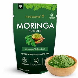 Herb Essential Herb Essential Moringa Powder 3.52 Ounce Superfood Green Leaf Powder, Natural & Vegan Moringa Supplement for Hot Water, Tea & Drink (Pack of 1)