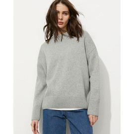 Women's Lightweight Soft Petite Crewneck Lightweight Solid Plain Sweaters Fall Winter Pullover Jumper Tops Grey