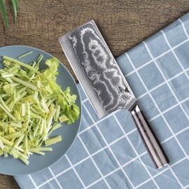 Wolfcut Damascus 7 Inch 67 Layer Damascus Steel Black Pakka Wood Handle with Gift Box