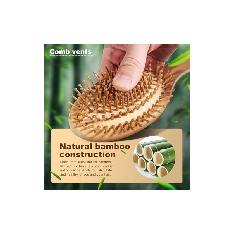 DEBETOOL Juego de cepillo y peine de bambú para el