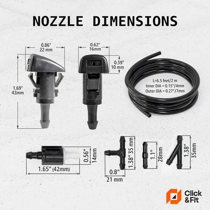 Click&Fit Windshield Washer Nozzles Repair Kit compatible with Chrysler 300