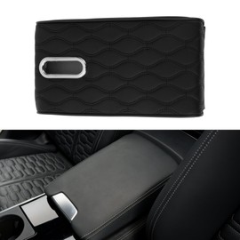 X AUTOHAUX Car Center Console Cover Car Armrest Cover Multifunctional 12.60"x6.69"x1.97" Black Napa Leather