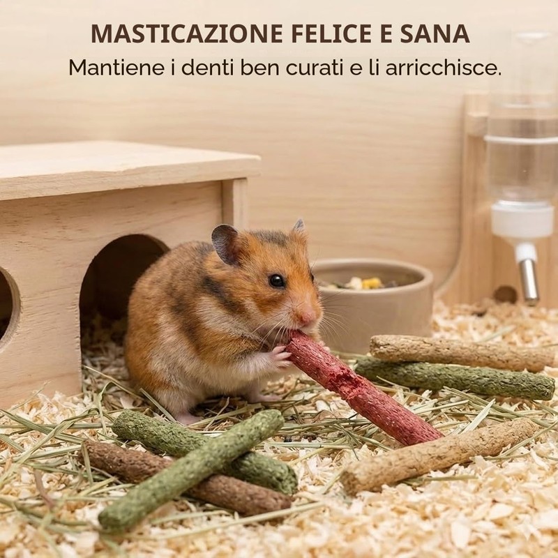 YIPFEN 20 Giocattolo da Masticare per Conigli Bastoncini di Fieno