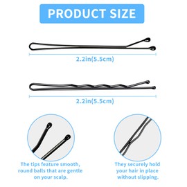 DTDNZKN 100 PCS 2.2 Inch(55 mm) Bobby Pins Black, Premium Bobby Pin For Women, Kids And Girls, Great For All Hair Types