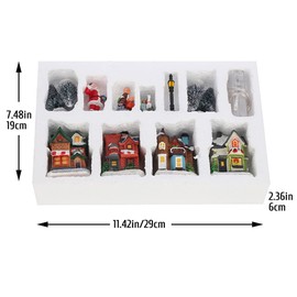 Christmas Village Set Resin Christmas Scene Village LED Lighted Miniature Houses Town Christmas Village Houses Gift (A)