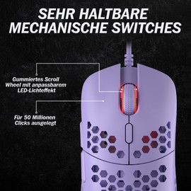 HK Gaming Mira M Ultralight Honeycomb Ambidextrous Wired RGB Gaming Mouse - 6 Buttons - 12,000 CPI - 63 g (Mira-M, Lavender)