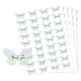 Anwyll Butterfly Thank You Gift Stickers,540Pcs Holographic Rainbow Foil Thank You Stickers Small Business,Self-Adhesive Butterfly Thank You Party Favors Stickers for Packaging Birthday Baby Shower