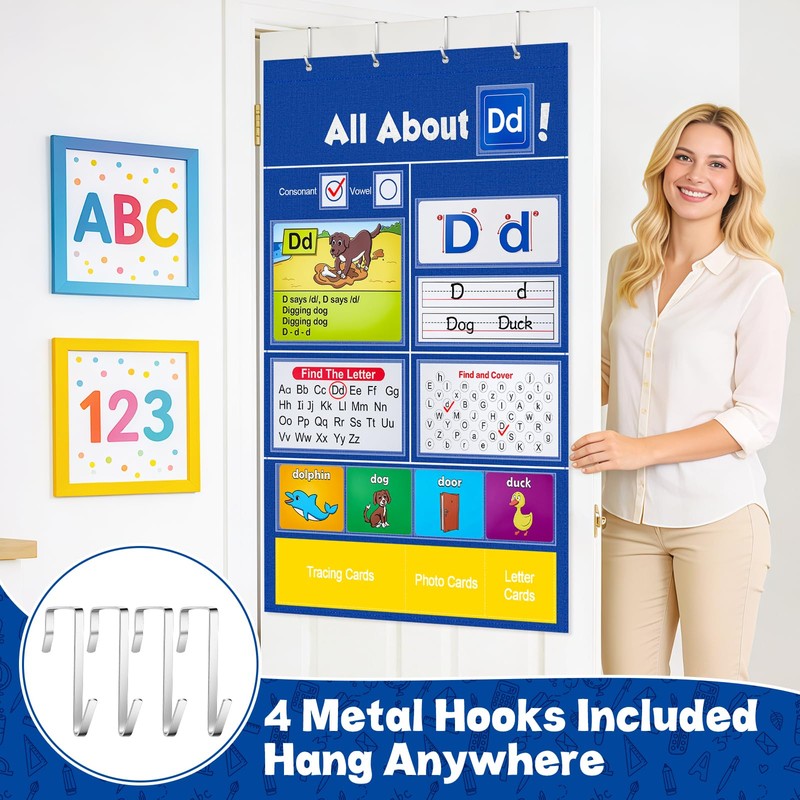 Meetory Alphabet Learning Pocket Chart - 41x28.3in Alphabet Wall Chart