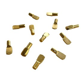 JAM2DAY 12 x Shelf Support Studs Pegs for Standard 5 mm Hole - Strong 60kg Load Capacity (Spade Type - Brass)