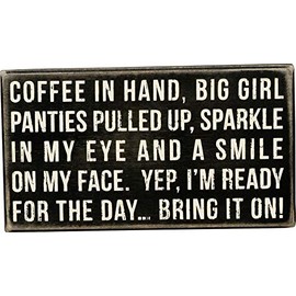 Primitives by Kathy 19435 Word Box Sign, Coffee in Hand