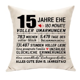 Hasodeo 15th Anniversary Gift For Him Her, Pillow Case Crystal Wedding Gift, Best Wedding Anniversary Gift For 15th Anniversary For Couples Men Women Man Woman Girlfriend (15th)