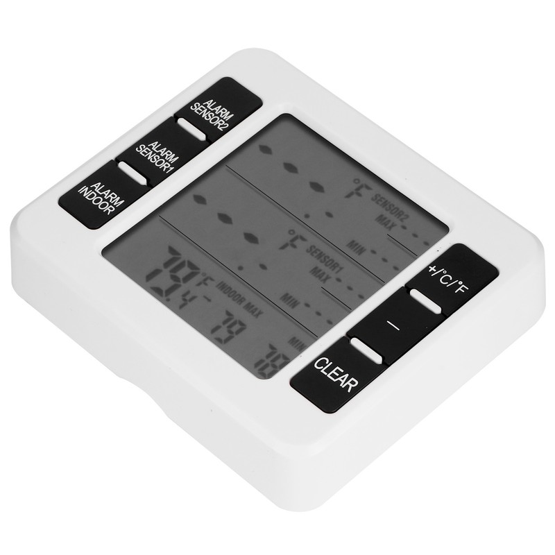 Refrigerator Thermometer Wireless Indoor LCD Digital Freezer Alarm Thermometerwith 2