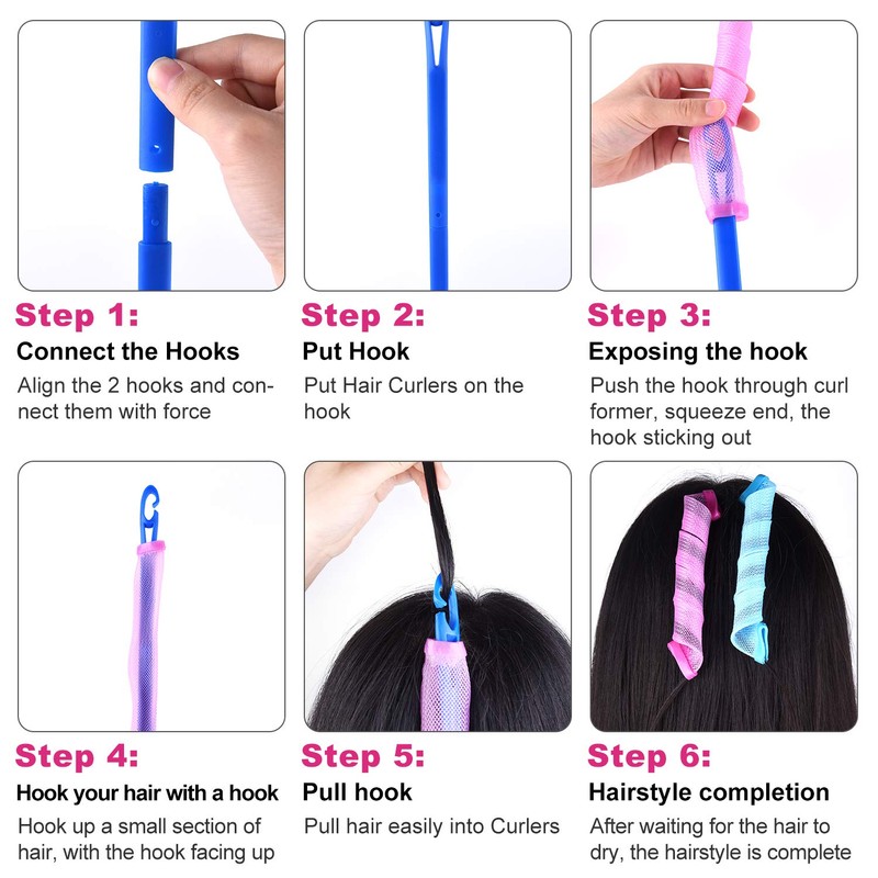 FEPITO 40 Pack Magic Curlers Spiral Curls Styling Curler Kit