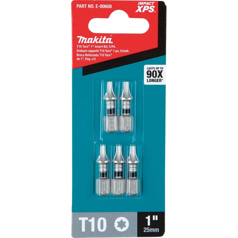Makita E-00608 Impact XPS™ T10 Torx 1" Insert Bit, 5/pk