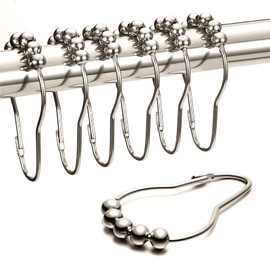 ExeQianming Ganchos para Cortina De Baño, 24 Piezas Aros De Cortina De Ducha De Acero Inoxidable, Ganchos para Cortina De Ducha para Cortinas De Ducha Y Forros, Plata