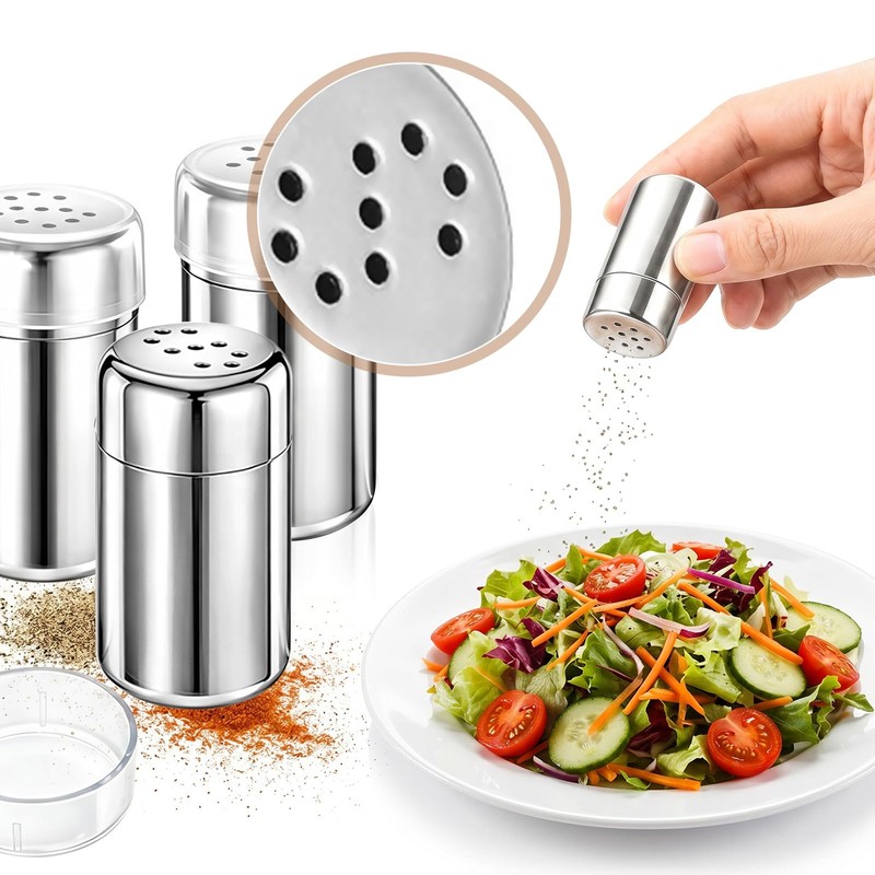 Mini Stainless Steel Spice Jars 4 Pack, Portable Seasoning Containers