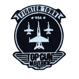 Comercial Mercera, Iron-on Patch for Fabrics, Top Gun, Original, Iron-On Patch for Hats, Jackets, T-shirts or School Backpacks, 100% Polyester (Fighter Town, Embroidered)