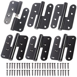 6-Pack Black Heavy Duty Lift Off Hinge, 4" X 3.5 Inch H-Shaped Door Hinges, Detachable Door Hinge 201 Stainless Steel, Thickness 2.8mm Left & Right Hinges